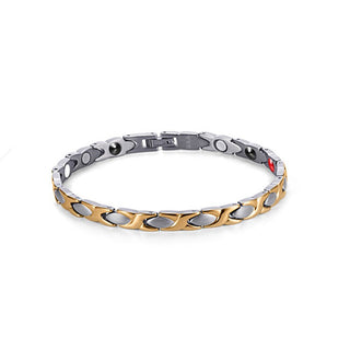 Euro Trade Plus Bracciale Magnetico Multifunzionale Larghezza 6 Mm Argento Con Oro