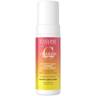 Eveline cosmetics Vitamina C 3x Azioni, Illuminante, Schiuma Detergente, 150 ml