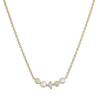 Evolution group Elegant gold-plated Collana con zirconi and pearls 22057.1