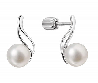 Evolution Group Eleganti Orecchini A Bottone In Argento Con Perla Di Fiume Bianca 21102.1B