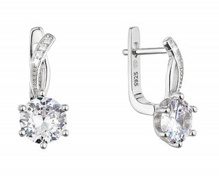 Evolution Group Eleganti Orecchini In Argento Con Zircone Trasparente 11461.1