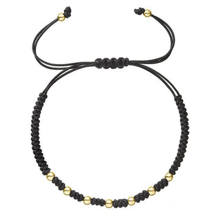 Evolution Group Bracciale Esclusivo Kabbalah Nero Con Palline Dorate 93T00101 Nero