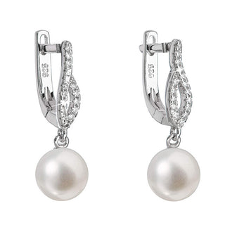 Evolution Group Hermosos pendientes de plata con perlas auténticas 21027.1 