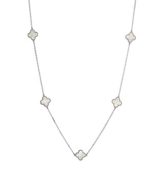Evolution group Beautiful silver Collana Four-leaf clover con mother-of-pearl 12150.1