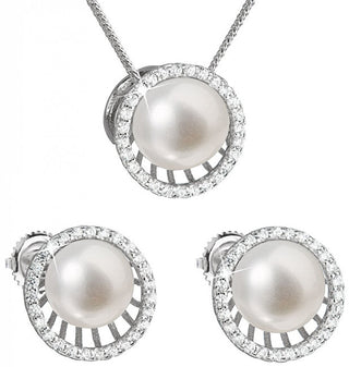 Evolution Group Pavona 29034.1S Set Di Lusso In Argento Con Perle Vere (Orecchini, Catena, Pendente)