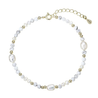 Evolution group Gold-plated Bracciale con pearls and howlites 13113.1