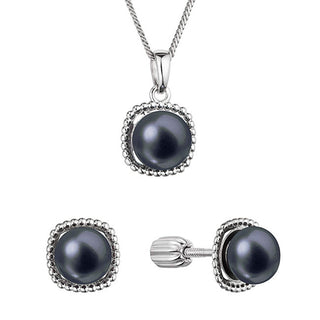 Evolution Group Parure Di Gioielli In Argento Con Perle Di Fiume Nere 29065.3B Nere (Orecchini, Catena, Pendente)