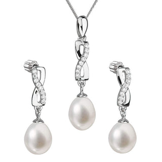 Evolution Group Schmuckset aus Silber mit echten Perlen Pavona 29041.1B (Ohrringe, Kette, Anhänger) 