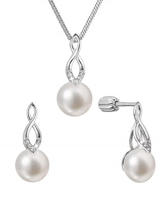 Evolution group Silver jewelry set con zirconi and real pearls 29052.1B (Orecchini, chain, Ciondolo)