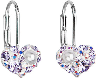 Evolution Group Pendientes de corazón con Swarovski 31125.9 Viola 