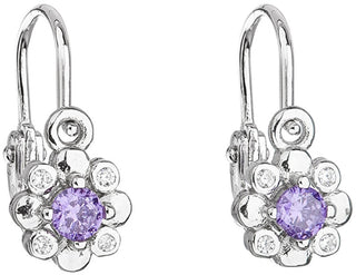 Evolution Group Orecchini Per Bambini In Argento Con Zirconi Viola 11174.3