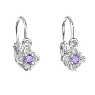 Evolution Group Pendientes para niños de plata con circonitas violetas 11175.3 