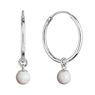 Evolution Group Orecchini A Cerchio In Argento 2 In 1 Con Opale Bianco Sintetico 11410.1