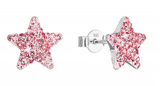 Evolution Group Orecchini In Argento Stelle Con Cristalli Preciosa 31312.3 Rosa Chiaro