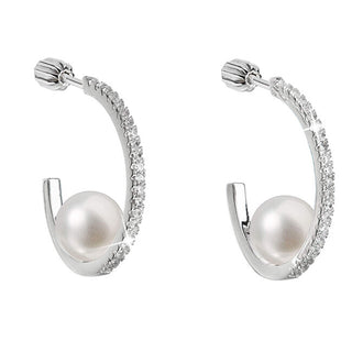 Evolution Group Orecchini A Cerchio In Argento Con Perle Pavona Autentiche 21019.1B