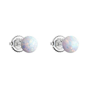 Evolution Group Silver Earrings With White Synthetic Opals 11246.1 
