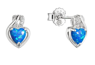 Evolution group Silver Orecchini Heart con blue synthetic opal and zirconi 11469.3