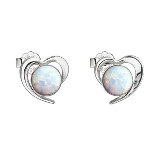 Evolution group Silver heart Orecchini con white synthetic opals 31259.3 white