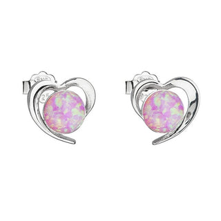 Evolution Group Orecchini A Cuore In Argento Con Opali Sintetici Rosa 31259.3 Lt.Rose
