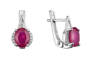 Evolution group Silver dangle Orecchini con genuine ruby 11489.3