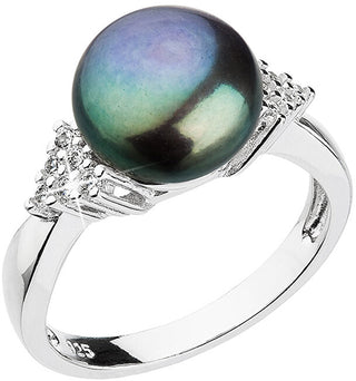 Evolution group Silver Anello con dark river pearl and zirconi 25002.3 - Circonferenza: 58 mm