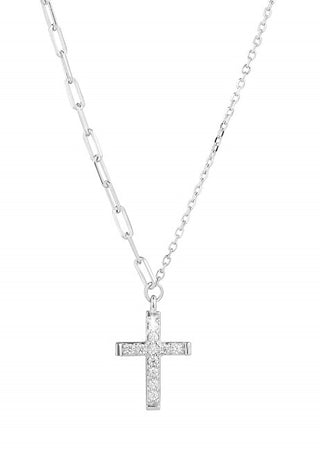 Evolution Group Elegante Collana In Argento Croce Con Zirconi 12100.1 Cristallo