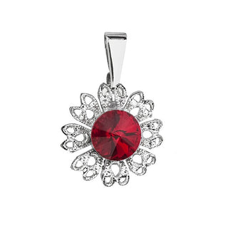 Evolution Group Sparkling Pendant With Crystal Flower Swarovski Red 54032.3 Siam 