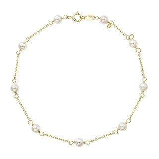 Evolution Group Pulsera de oro con auténticas perlas de río 93P00015 
