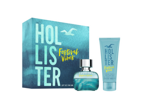 Conjunto de vibrações de festival Hollister: Festival Vibes 2 em 1 gel de banho e shampoo 100 ml + Festival Vibes eau de toilette para homens 50 ml