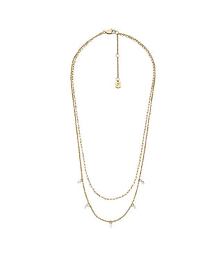 Fossil Double gold-plated Collana with crystals JF04894710