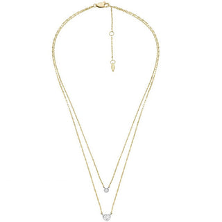 Fossil Collar con doble cristal chapado en oro Jf04357998 
