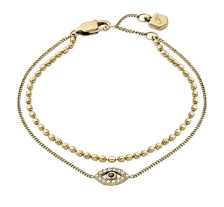Fossil Bracciale Doppio Placcato Oro Evil Eye Jf04794710