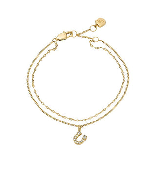 Fossil Elegante Bracciale Doppio Placcato Oro Horseshoe Jf04907710
