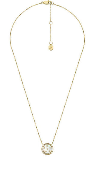 Fossil Beautiful gold-plated Collana con mother-of-pearl and crystals JF04865710