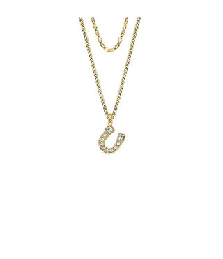 Fossil Gold-plated Collana for good luck Horseshoe JF04906710