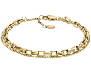 Fossil Bracciale Doppio Moderno In Acciaio Placcato Oro Jof00973710
