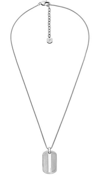 Fossil Collana Da Uomo In Acciaio Con Targhetta Identificativa Knox Jf04882040