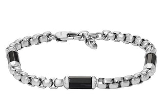 Fossil Bracciale In Acciaio Con Agata Impilata Per Uomo Jf04604040