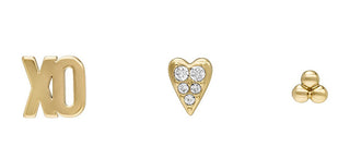 Fossil Set Di Orecchini A Bottone Placcati In Oro All Stacked Up Ja7277Set