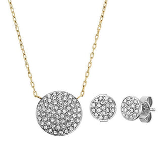 Fossil Steel bicolor jewelry set with zircons JF04815SET (Collana, Orecchini)