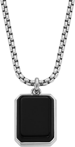 Fossil Collana In Acciaio Con Agata Nera Jf04601040