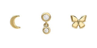 Fossil Set Di Orecchini A Bottone Placcati In Oro All Stacked Up Ja7278Set