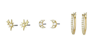 Fossil Un Grazioso Set Di Orecchini Moon Placcati In Oro Jgftset1050