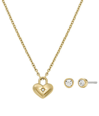 Fossil Charming gold-plated jewelry set JF04881SET (Collana, Orecchini)