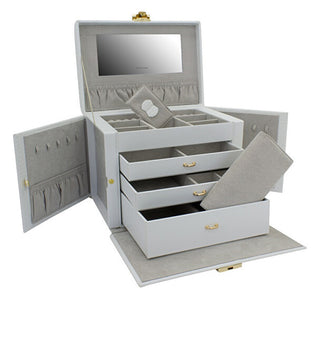 Friedrich lederwaren Modern white jewelry box con crocodile pattern Caiman 20136-1
