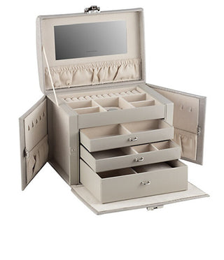 Friedrich lederwaren Modern gray jewelry box con crocodile pattern Caiman 20136-9