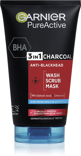 Garnier 3в1 Black Pure Active (Интенсивное средство против черных точек с углем) 150 мл