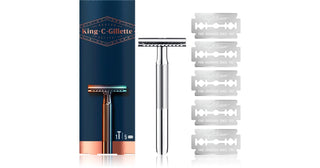 Gillette Rasoio di sicurezza King a doppio bordo - Rasoio + 5 lame di ricambio