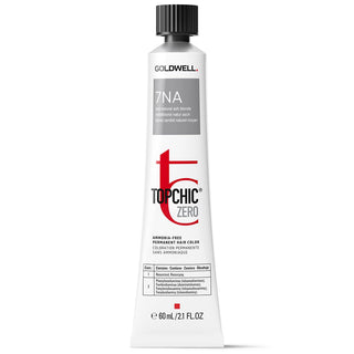 Goldwell TopChic Zero, Tintura Permanente Per Capelli Senza Ammoniaca, 7NA Biondo Medio Cenere Naturale, 60 ml