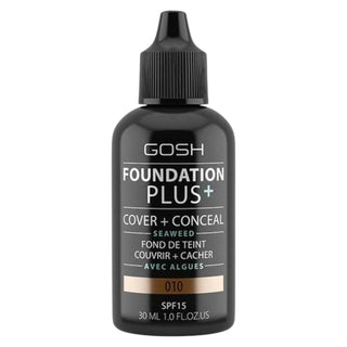 Gosh Foundation Plus+, Cover & Conceal, Fondotinta liquido, 010, Tan, SPF15, 30 ml